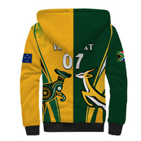 Personalised Australia Mix South Africa Rugby Sherpa Hoodie Wallabies And Springboks - Champions Special Ver - Wonder Print Shop
