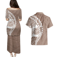 Polynesian Pride Couples Matching Puletasi Dress and Hawaiian Shirt Polynesia Tribal - Tropical Brown LT7 - Wonder Print Shop