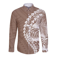 Polynesian Pride Long Sleeve Button Shirt Polynesia Tribal - Tropical Brown - Wonder Print Shop