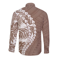Polynesian Pride Long Sleeve Button Shirt Polynesia Tribal - Tropical Brown - Wonder Print Shop