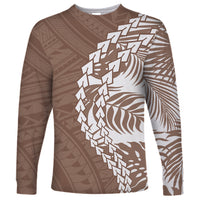 Polynesian Pride Long Sleeve Shirt Polynesia Tribal - Tropical Brown - Wonder Print Shop