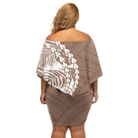 Polynesian Pride Off Shoulder Short Dress Polynesia Tribal - Tropical Brown - Wonder Print Shop