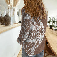 Polynesian Pride Women Casual Shirt Polynesia Tribal - Tropical Brown - Wonder Print Shop