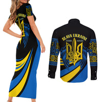 Ukraine Couples Matching Short Sleeve Bodycon Dress and Long Sleeve Button Shirts Independence Slava Ukraini "Battle Angel" LT7 - Wonder Print Shop