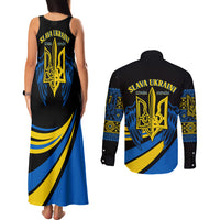 Ukraine Couples Matching Tank Maxi Dress and Long Sleeve Button Shirts Independence Slava Ukraini "Battle Angel" LT7 - Wonder Print Shop