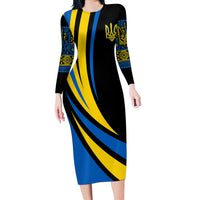 Ukraine Long Sleeve Bodycon Dress Independence Slava Ukraini "Battle Angel" - Wonder Print Shop