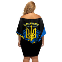 Ukraine Off Shoulder Short Dress Independence Slava Ukraini "Battle Angel" - Wonder Print Shop