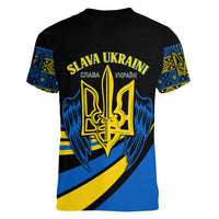 Ukraine Women V Neck T Shirt Independence Slava Ukraini "Battle Angel" - Wonder Print Shop