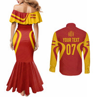 personalised-spain-football-couples-matching-mermaid-dress-and-long-sleeve-button-shirts-world-cup-campeona-2023-la-roja