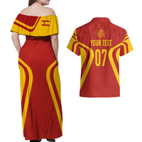 Personalised Spain Football Couples Matching Off Shoulder Maxi Dress and Hawaiian Shirt World Cup Campeona 2023 La Roja LT7 - Wonder Print Shop