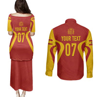 Personalised Spain Football Couples Matching Puletasi Dress and Long Sleeve Button Shirts World Cup Campeona 2023 La Roja LT7 - Wonder Print Shop