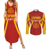 Personalised Spain Football Couples Matching Summer Maxi Dress and Long Sleeve Button Shirts World Cup Campeona 2023 La Roja LT7 - Wonder Print Shop