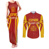 Personalised Spain Football Couples Matching Tank Maxi Dress and Long Sleeve Button Shirts World Cup Campeona 2023 La Roja LT7 - Wonder Print Shop