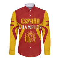 Personalised Spain Football Long Sleeve Button Shirt World Cup Campeona 2023 La Roja - Wonder Print Shop