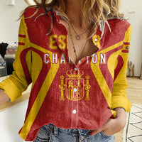 Personalised Spain Football Women Casual Shirt World Cup Campeona 2023 La Roja - Wonder Print Shop