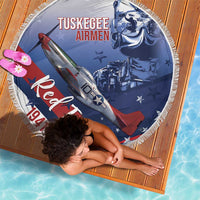 Tuskegee Airmen Red Tails Beach Blanket Straighten Up and Fly Right - Blue White - Wonder Print Shop