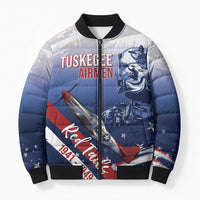 Tuskegee Airmen Red Tails Bomber Puffer Jacket Straighten Up and Fly Right - Blue White - Wonder Print Shop