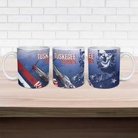 Tuskegee Airmen Red Tails Ceramic Mug Straighten Up and Fly Right - Blue White - Wonder Print Shop