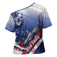 Tuskegee Airmen Red Tails Cross Shoulder Shirt Straighten Up and Fly Right - Blue White - Wonder Print Shop