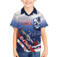 Tuskegee Airmen Red Tails Family Matching Off The Shoulder Long Sleeve Dress and Hawaiian Shirt Straighten Up and Fly Right - Blue White - Wonder Print Shop