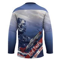 Tuskegee Airmen Red Tails Hockey Jersey Straighten Up and Fly Right - Blue White - Wonder Print Shop