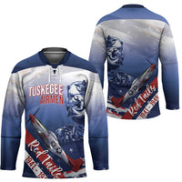 Tuskegee Airmen Red Tails Hockey Jersey Straighten Up and Fly Right - Blue White - Wonder Print Shop