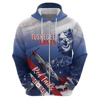 Tuskegee Airmen Red Tails Hoodie Straighten Up and Fly Right - Blue White - Wonder Print Shop