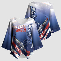 Tuskegee Airmen Red Tails Kimono Sleeve Blouse Straighten Up and Fly Right - Blue White - Wonder Print Shop