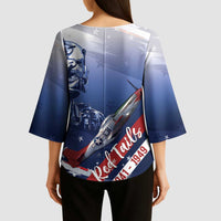Tuskegee Airmen Red Tails Kimono Sleeve Blouse Straighten Up and Fly Right - Blue White - Wonder Print Shop