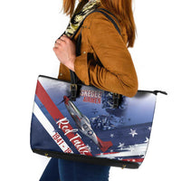Tuskegee Airmen Red Tails Leather Tote Bag Straighten Up and Fly Right - Blue White - Wonder Print Shop