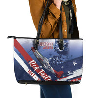 Tuskegee Airmen Red Tails Leather Tote Bag Straighten Up and Fly Right - Blue White - Wonder Print Shop