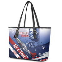 Tuskegee Airmen Red Tails Leather Tote Bag Straighten Up and Fly Right - Blue White - Wonder Print Shop
