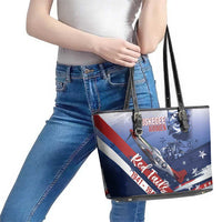 Tuskegee Airmen Red Tails Leather Tote Bag Straighten Up and Fly Right - Blue White - Wonder Print Shop