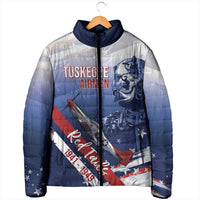 Tuskegee Airmen Red Tails Padded Jacket Straighten Up and Fly Right - Blue White - Wonder Print Shop