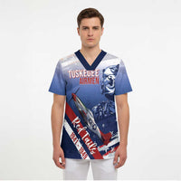 Tuskegee Airmen Red Tails Scrub Top Straighten Up and Fly Right - Blue White - Wonder Print Shop