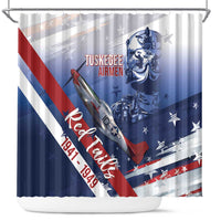 Tuskegee Airmen Red Tails Shower Curtain Straighten Up and Fly Right - Blue White - Wonder Print Shop