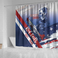 Tuskegee Airmen Red Tails Shower Curtain Straighten Up and Fly Right - Blue White - Wonder Print Shop