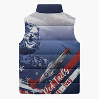 Tuskegee Airmen Red Tails Sleeveless Puffer Jacket Straighten Up and Fly Right - Blue White - Wonder Print Shop