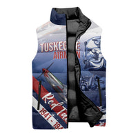 Tuskegee Airmen Red Tails Sleeveless Puffer Jacket Straighten Up and Fly Right - Blue White - Wonder Print Shop
