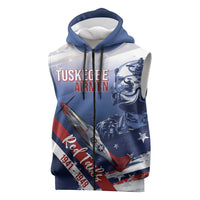 Tuskegee Airmen Red Tails Sleeveless Zip Hoodie Straighten Up and Fly Right - Blue White - Wonder Print Shop