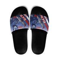 Tuskegee Airmen Red Tails Slide Sandals Straighten Up and Fly Right - Blue White - Wonder Print Shop