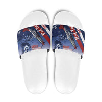 Tuskegee Airmen Red Tails Slide Sandals Straighten Up and Fly Right - Blue White - Wonder Print Shop
