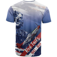 Tuskegee Airmen Red Tails T Shirt Straighten Up and Fly Right - Blue White - Wonder Print Shop