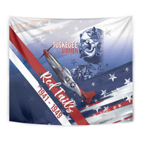 Tuskegee Airmen Red Tails Tapestry Straighten Up and Fly Right - Blue White - Wonder Print Shop