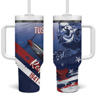 Tuskegee Airmen Red Tails Tumbler With Handle Straighten Up and Fly Right - Blue White - Wonder Print Shop