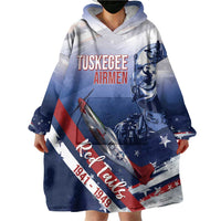 Tuskegee Airmen Red Tails Wearable Blanket Hoodie Straighten Up and Fly Right - Blue White - Wonder Print Shop