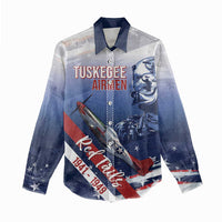 Tuskegee Airmen Red Tails Women Casual Shirt Straighten Up and Fly Right - Blue White - Wonder Print Shop
