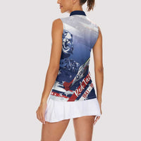 Tuskegee Airmen Red Tails Women Sleeveless Polo Shirt Straighten Up and Fly Right - Blue White - Wonder Print Shop
