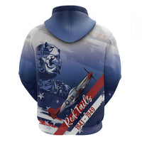 Tuskegee Airmen Red Tails Zip Hoodie Straighten Up and Fly Right - Blue White - Wonder Print Shop