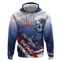 Tuskegee Airmen Red Tails Zip Hoodie Straighten Up and Fly Right - Blue White - Wonder Print Shop